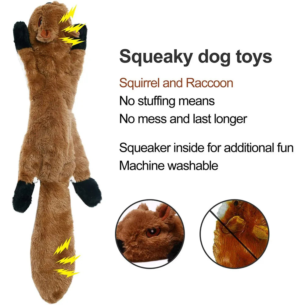 Stuffingless Plush Dog Toy – Durable Squeaky & Crinkle Chew Toy for Dogs (Simulated Animal Design)