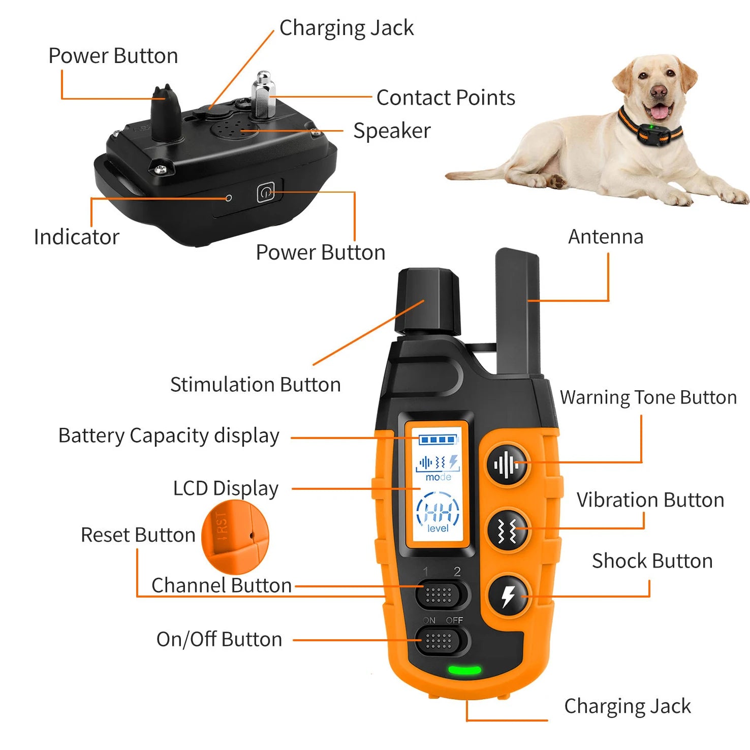 3300Ft Electric Dog Training Collar with Remote – Waterproof Shock & Vibration Behavior Trainer for Dogs 5–120 lbs