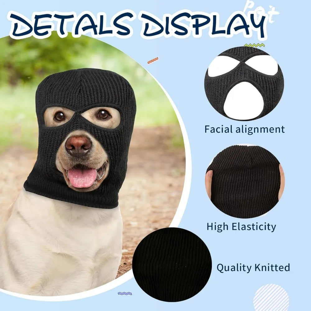 HOWWFALY Dog Costume Hat – Halloween & Christmas Pet Earmuffs, Noise Protection Knitted Warm Hat, Robbers & Thieves Funny Mask
