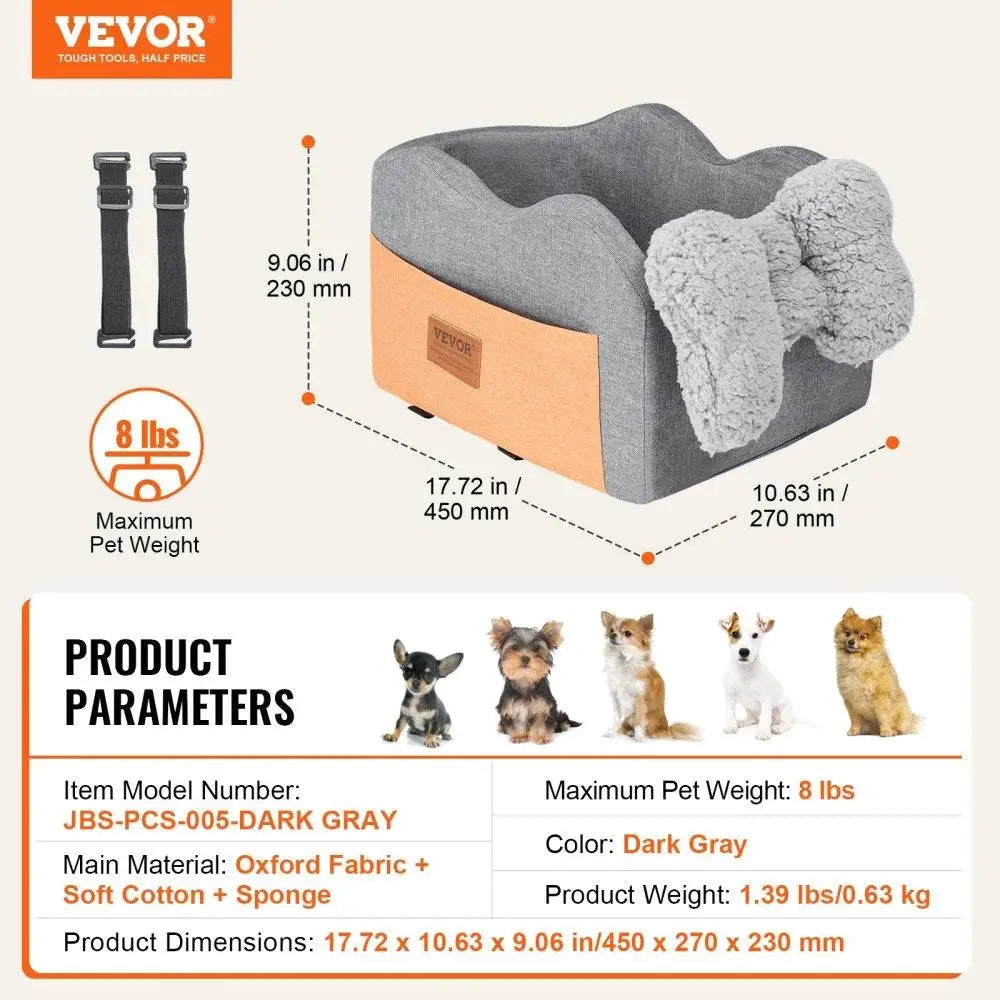 Dog Car Seat Booster for Small Dogs – Secure Travel Carrier for Pets Up to 8 lbs | Elevated Pet Seat for Safe, Comfortable Rides