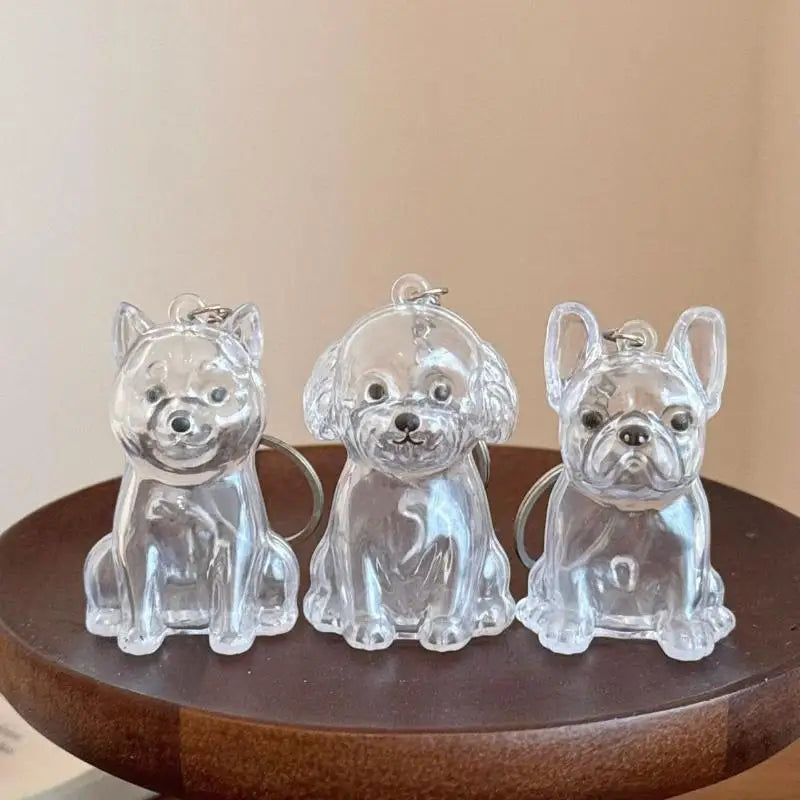 Cute Dog Hair Storage Keychain Transparent Pet Fur Keepsake Capsule Bag Pendant Decor Souvenir Collection Gift Memorial Jewelry