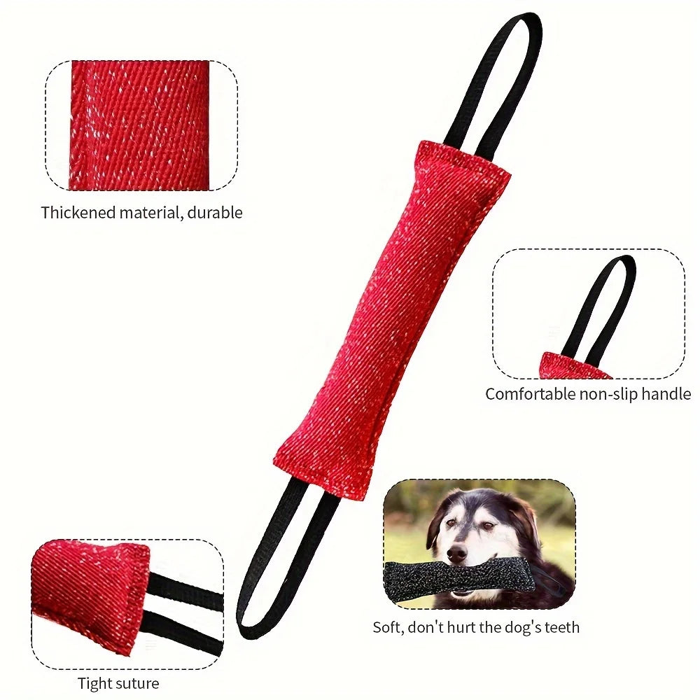 Dog Training Bite Stick – Double Handle Jute Tug Toy for Interactive Play & Bite Training