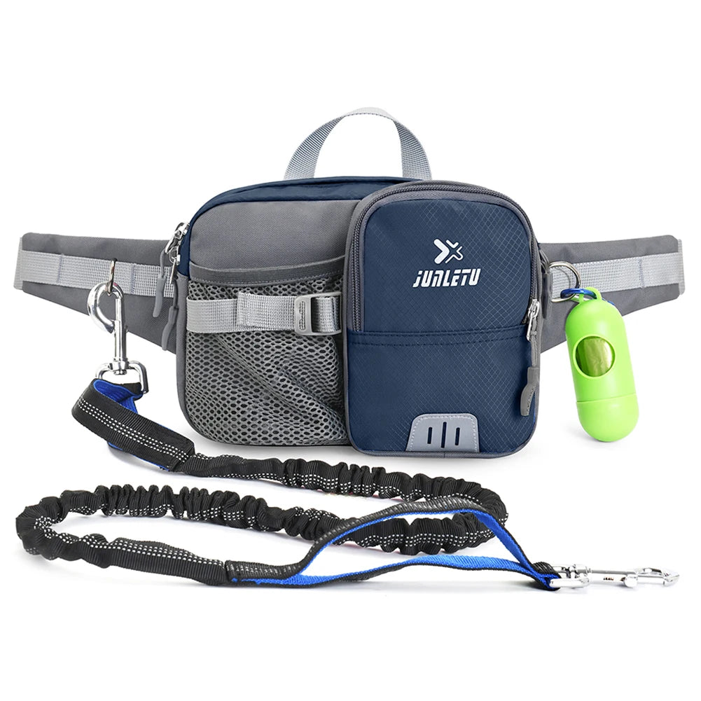 Retractable Hands-Free Dog Leash with Waist Bag – Adjustable Belt & Bottle Holder