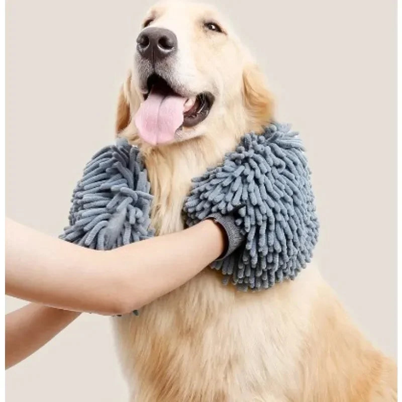 Microfiber Pet Grooming Glove – Quick-Dry Chenille Mitt for Dogs of All Sizes