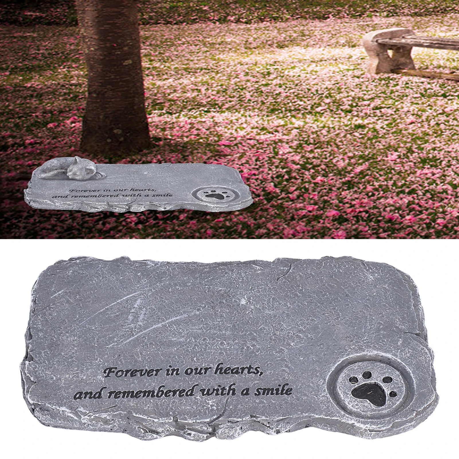Weatherproof Resin Pet Memorial Garden Stone – Outdoor Gravestone for Dog or Cat