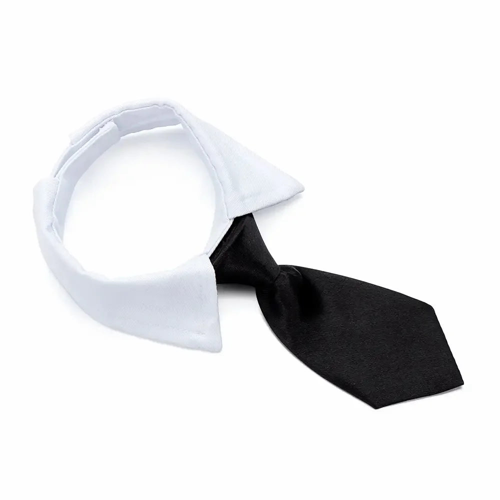 Formal Pet Tuxedo Necktie – Black & Red Bow Tie Collar for Dogs and Cats