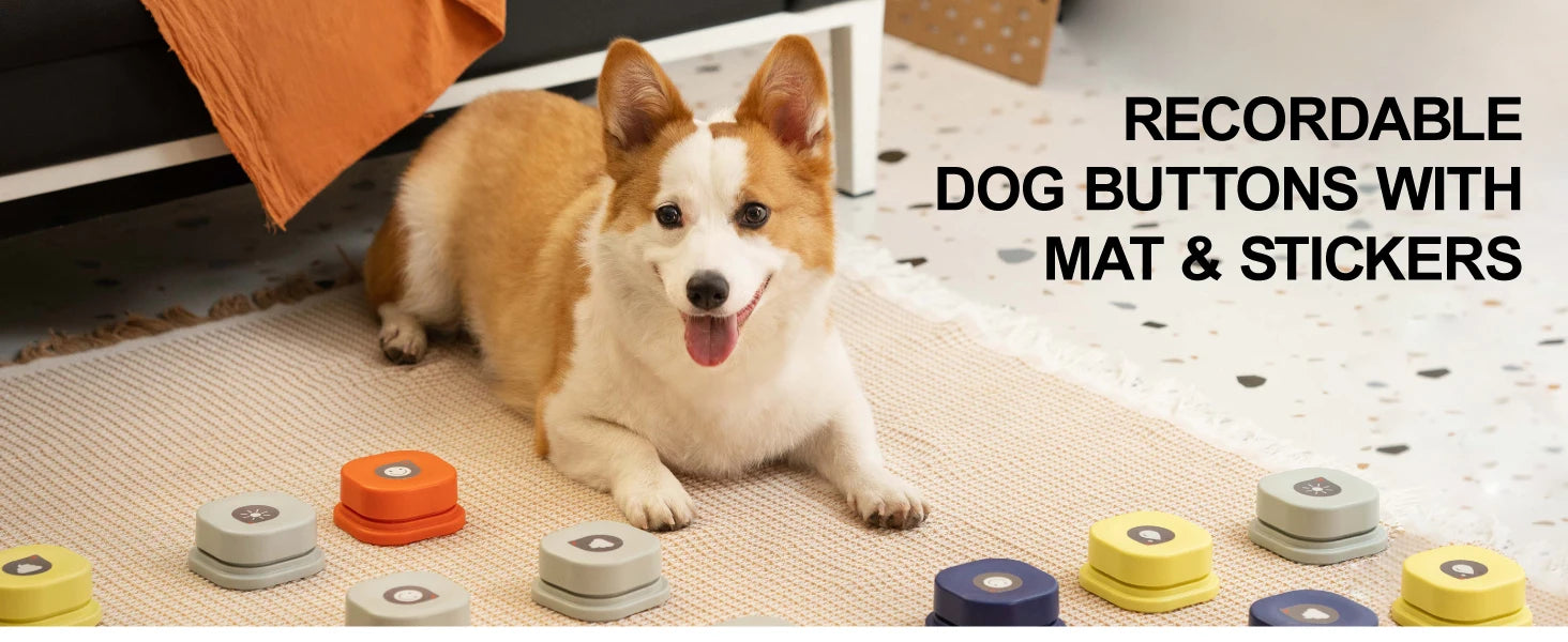 MEWOOFUN Dog Button Record – Interactive Talking Pet Communication Toy with Pad & Stickers