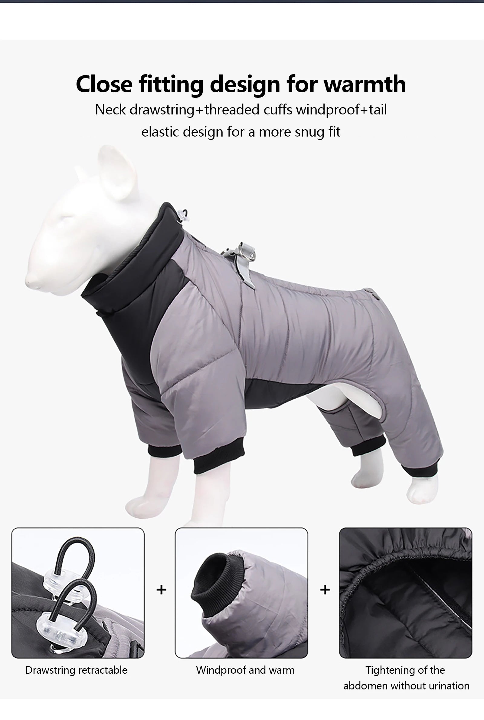 Four-Leg Dog Winter Coat – Waterproof Reflective Puffer for Small & Medium Dogs