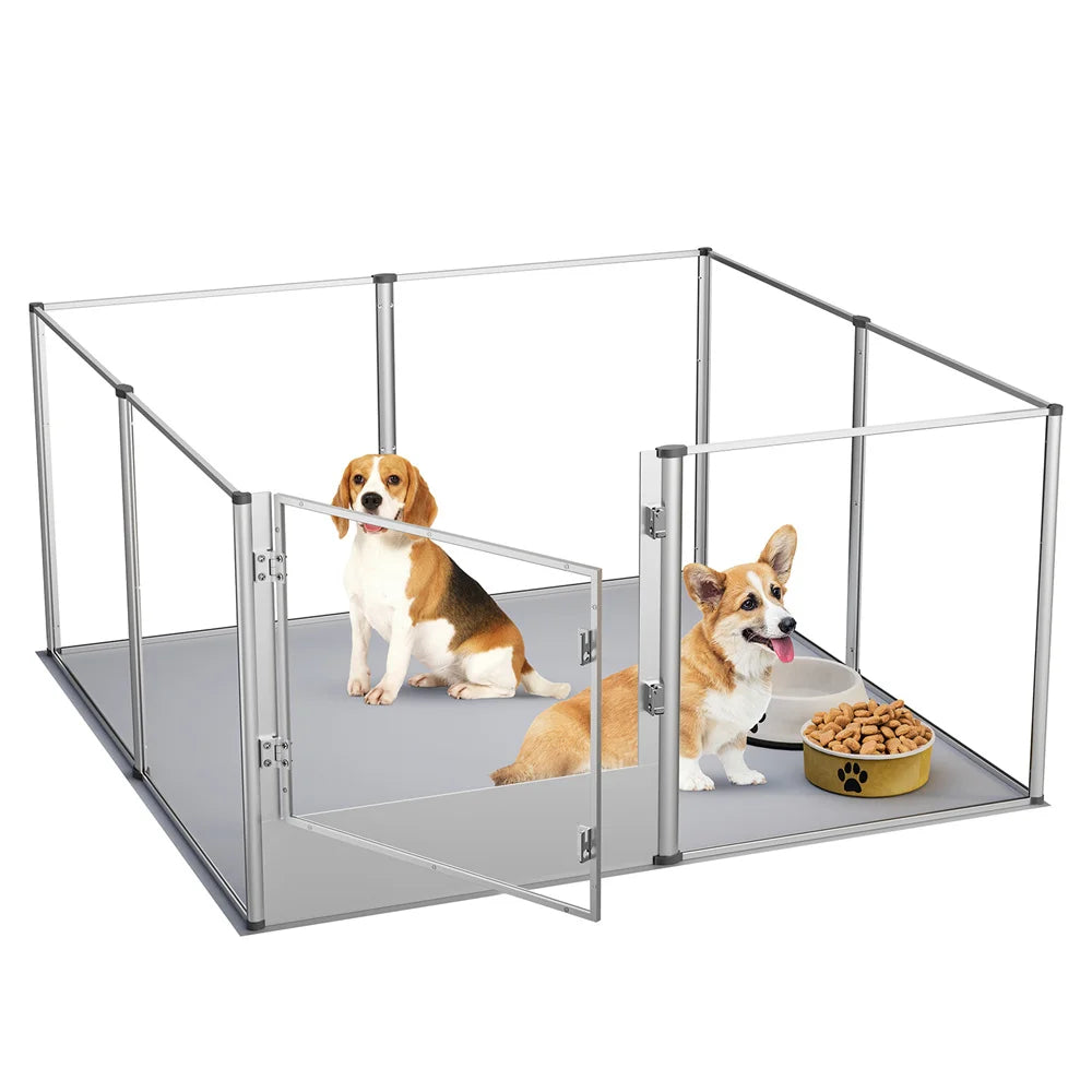 Extra-Large Acrylic Dog Playpen – Transparent Pet Enclosure with Waterproof Whelping Pad for Dogs, Bunnies, Ferrets & Small Animals