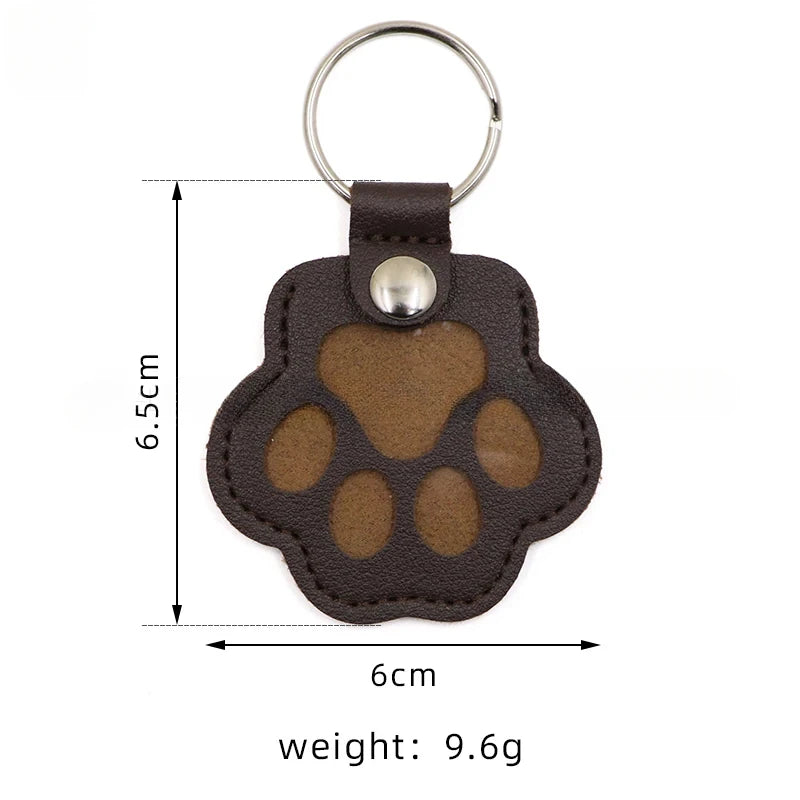 Leather Pet Hair Keepsake Keychain – Handmade Memorial Paw Charm for Dog & Cat Remembrance