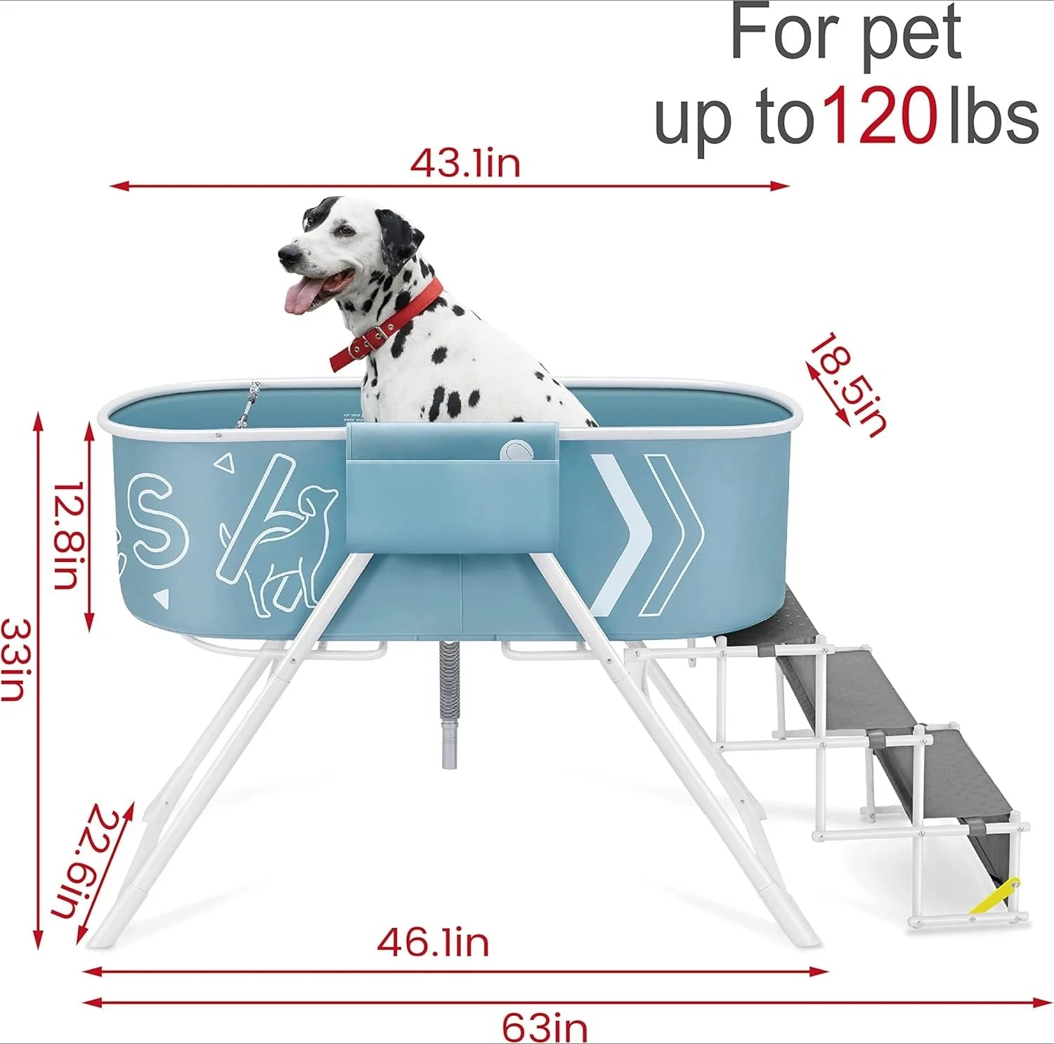 Big Dipper Elevated Dog Bath Tub with Stairs – Foldable Wash & Grooming Station
