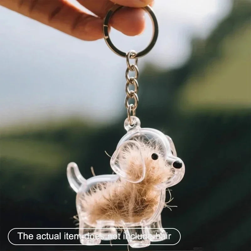 Dog Hair Storage Pendant Keychain – Cute Keepsake Souvenir for Pet Lovers, Bag Charm & Car Keychain Gift