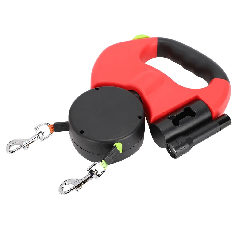 Dual Head Retractable Pet Leash with LED Light – Extendable Dog and Cat Walking Lead