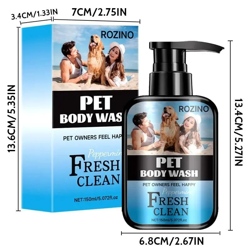 Cat & Dog Shower Gel Shampoo – 150ml Cleaning & Deodorizing Formula | Itch Relief, Mite Removal, Long-Lasting Fragrance