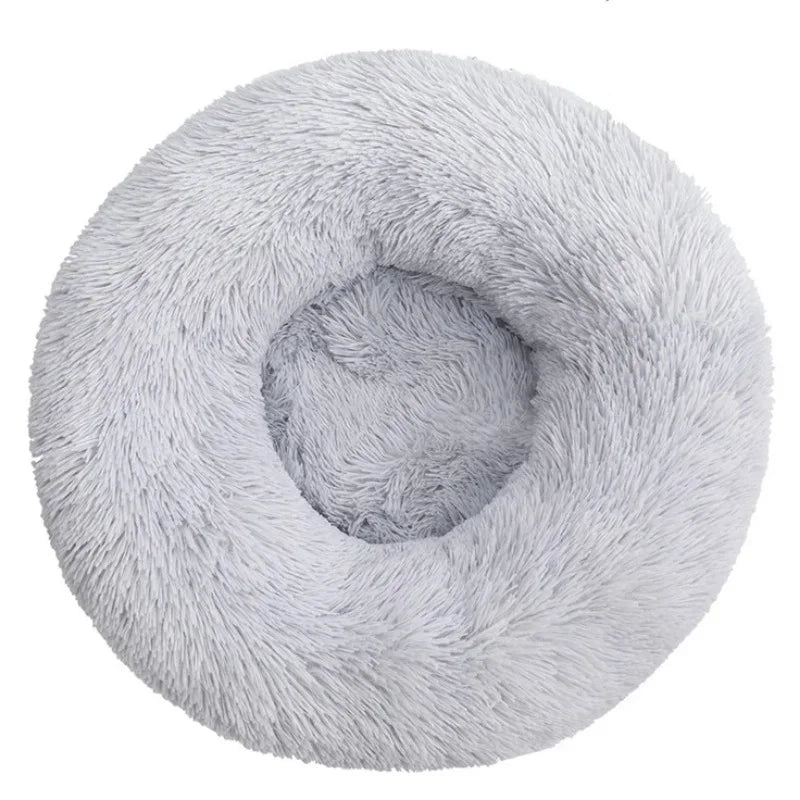 Round Plush Pet Bed – 40–90cm Super Soft Dog & Cat Bed, Winter Warm Sleeping Nest