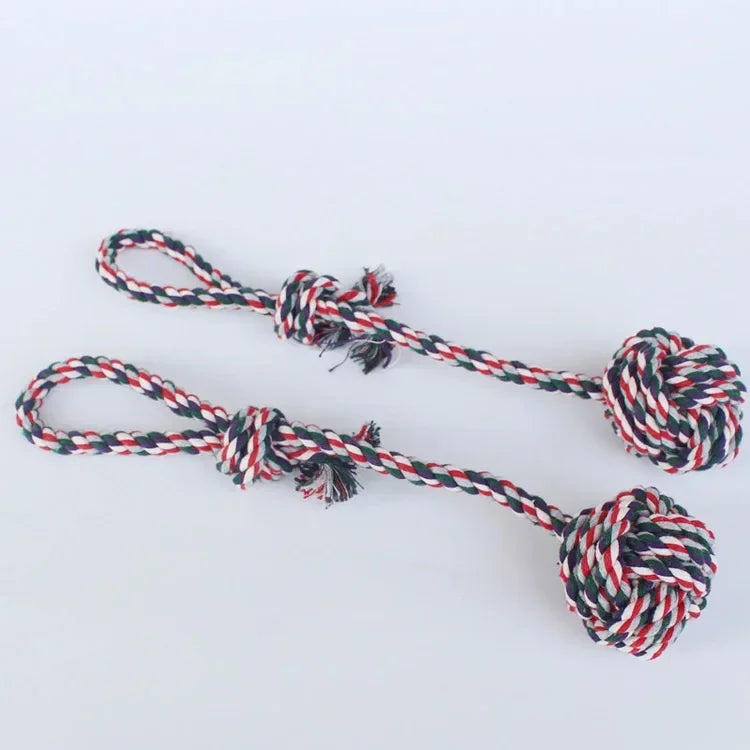 1PC Braided Cotton Rope Ball Dog Toy – Durable Knot Chew Toy for Puppies & Small Dogs | Teeth Cleaning & Interactive Play