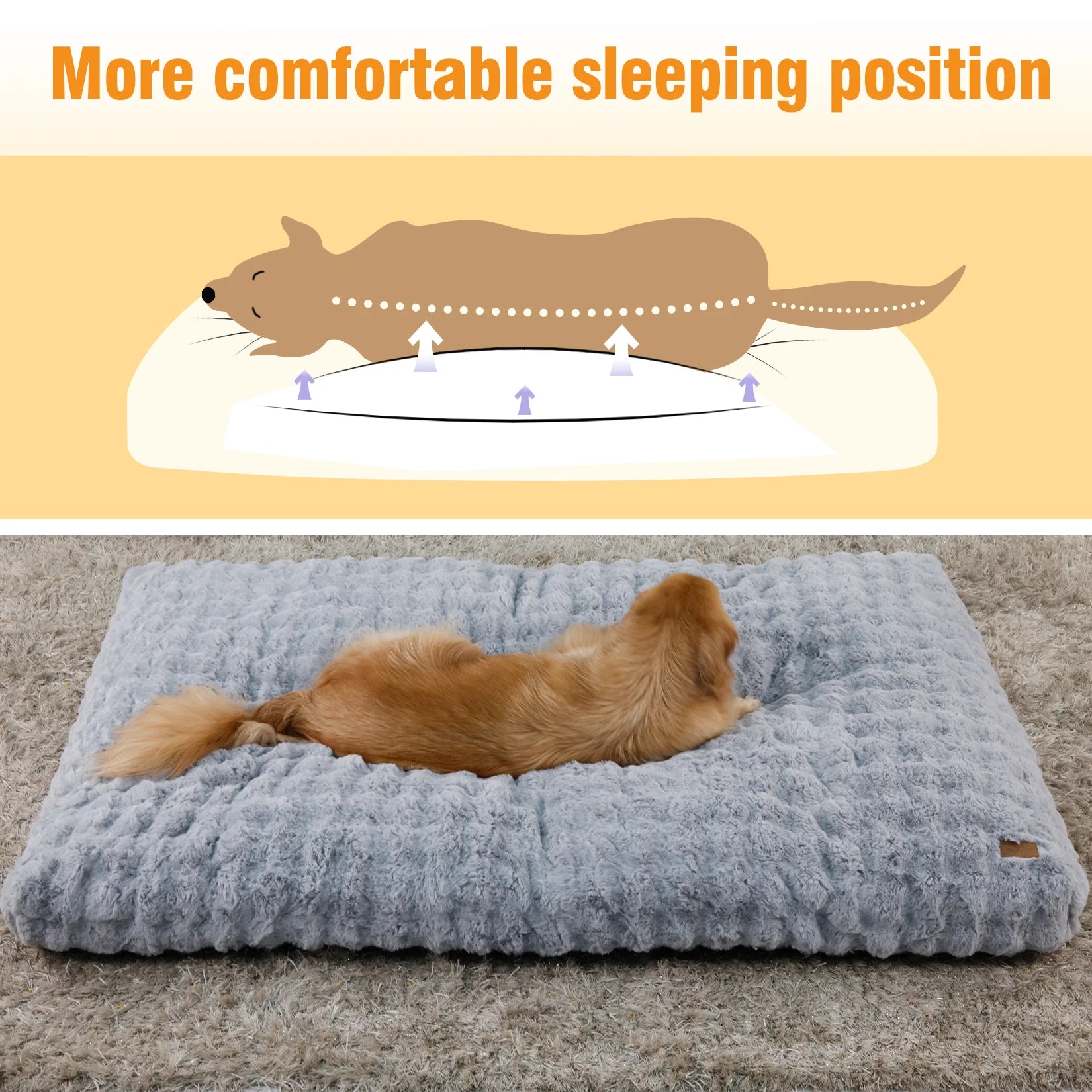 Ultra Plush Dog Bed – Soft Washable Pet Cushion Mattress for Large Dogs & Puppies