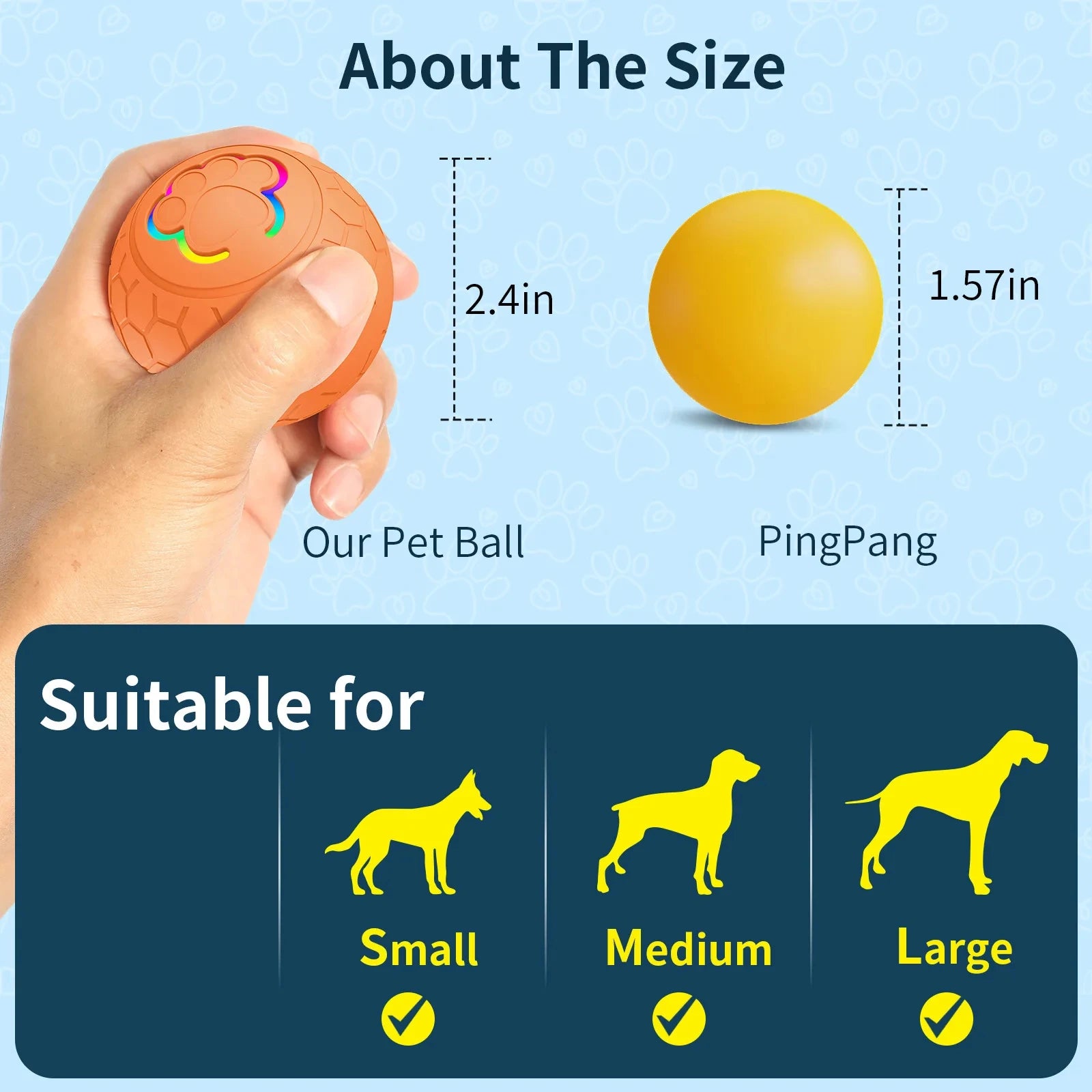 Smart Electronic Dog Toy Ball – USB Rechargeable, Bouncing & Rolling with RGB Lights