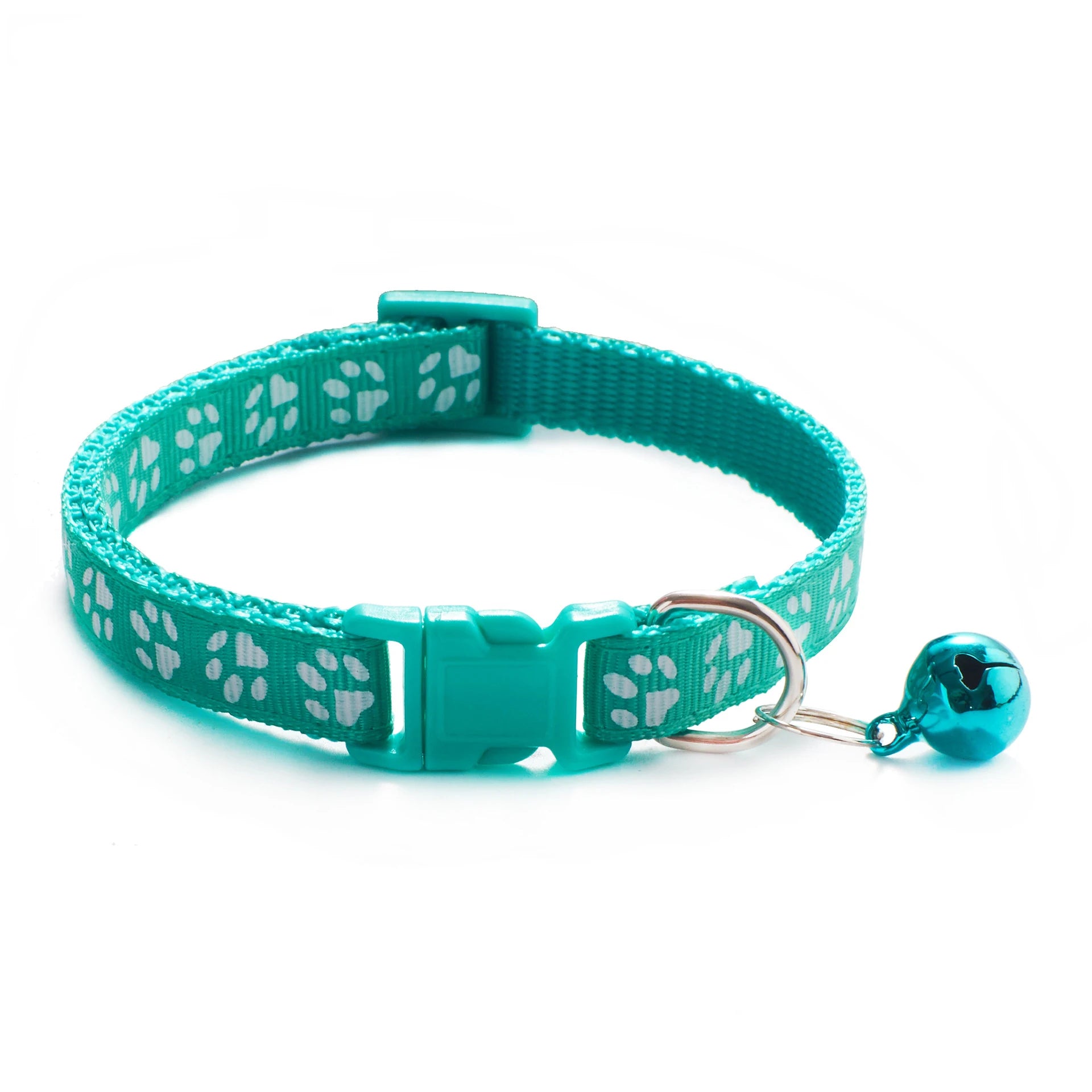 Adjustable Pet Collar with Bell – Colorful Cartoon Footprint Dog & Cat Collar for Puppies and Kittens