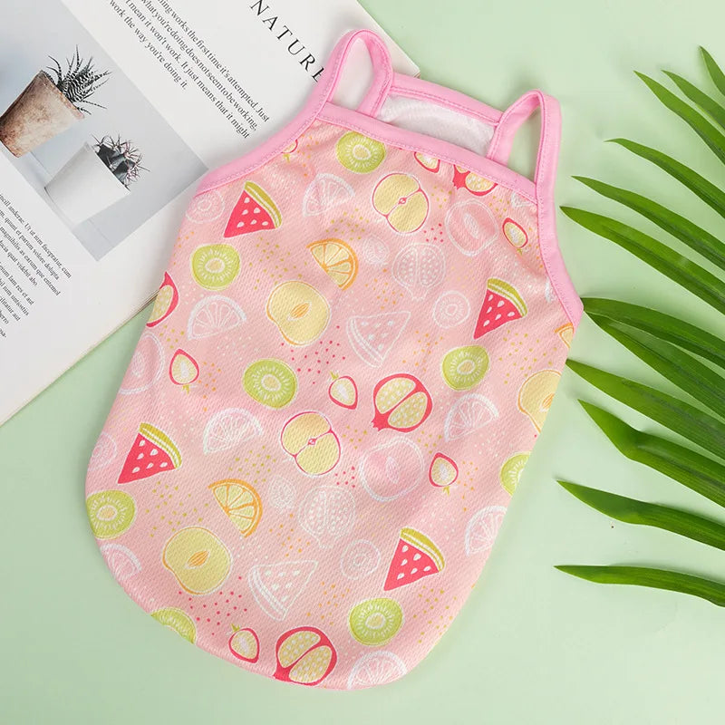 Ultra-Thin Summer Cooling Vest for Dogs & Cats – Breathable Fruit Print Pet T-Shirt (XS–XXL)