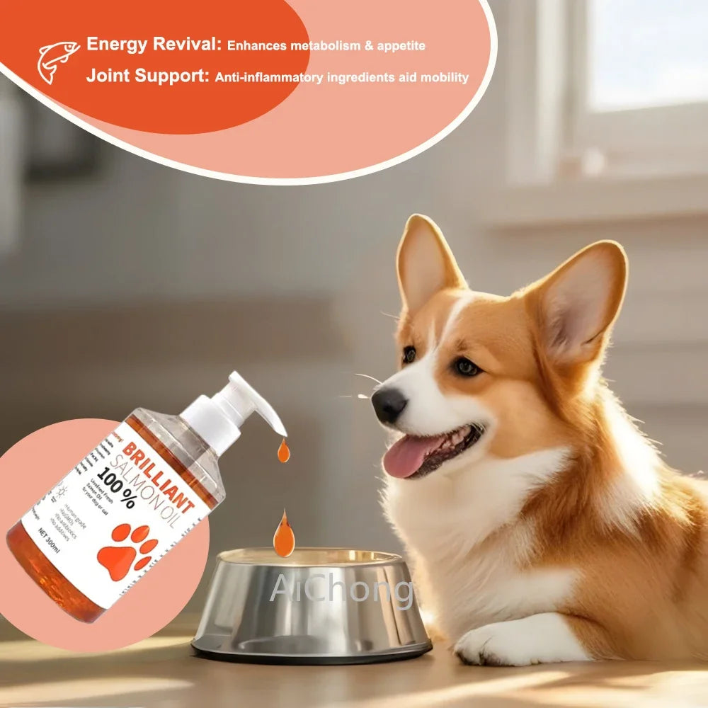 Human-Grade Salmon Oil for Dogs & Cats – Omega-3 Fatty Acid Supplement (100ml–500ml)