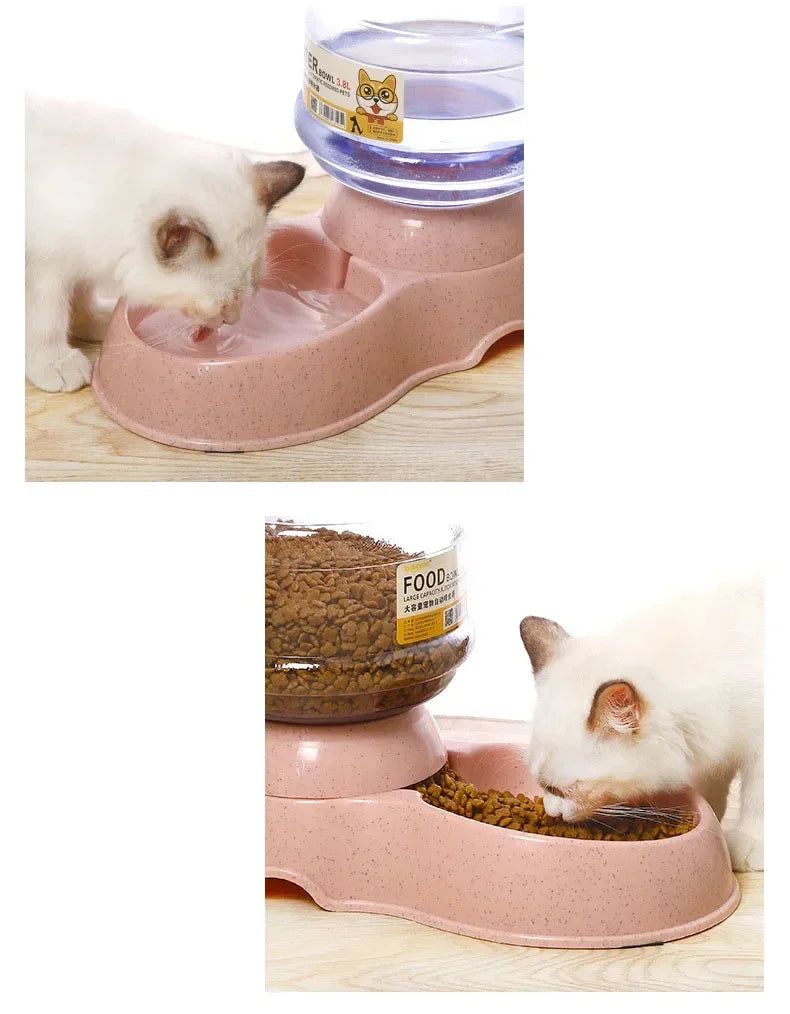 Automatic Dog & Cat Feeder with Water Bottle – 2-in-1 Pet Feeding & Drinking Station