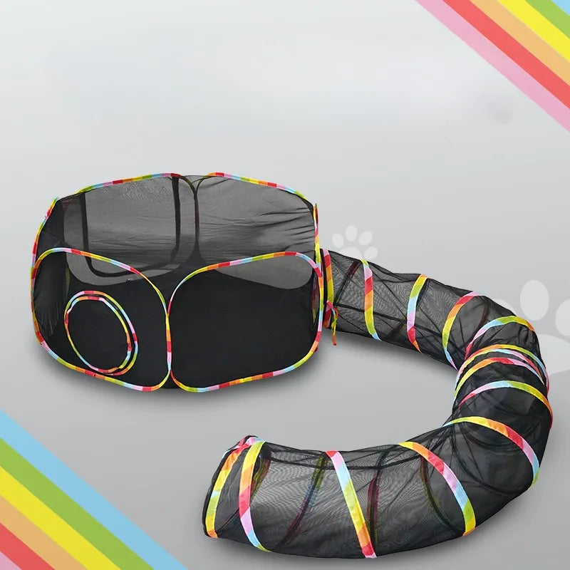 Portable Foldable Cat Tunnel & Tent Set – Large Play Space for Cats, Rabbits, Guinea Pigs & Small Pets