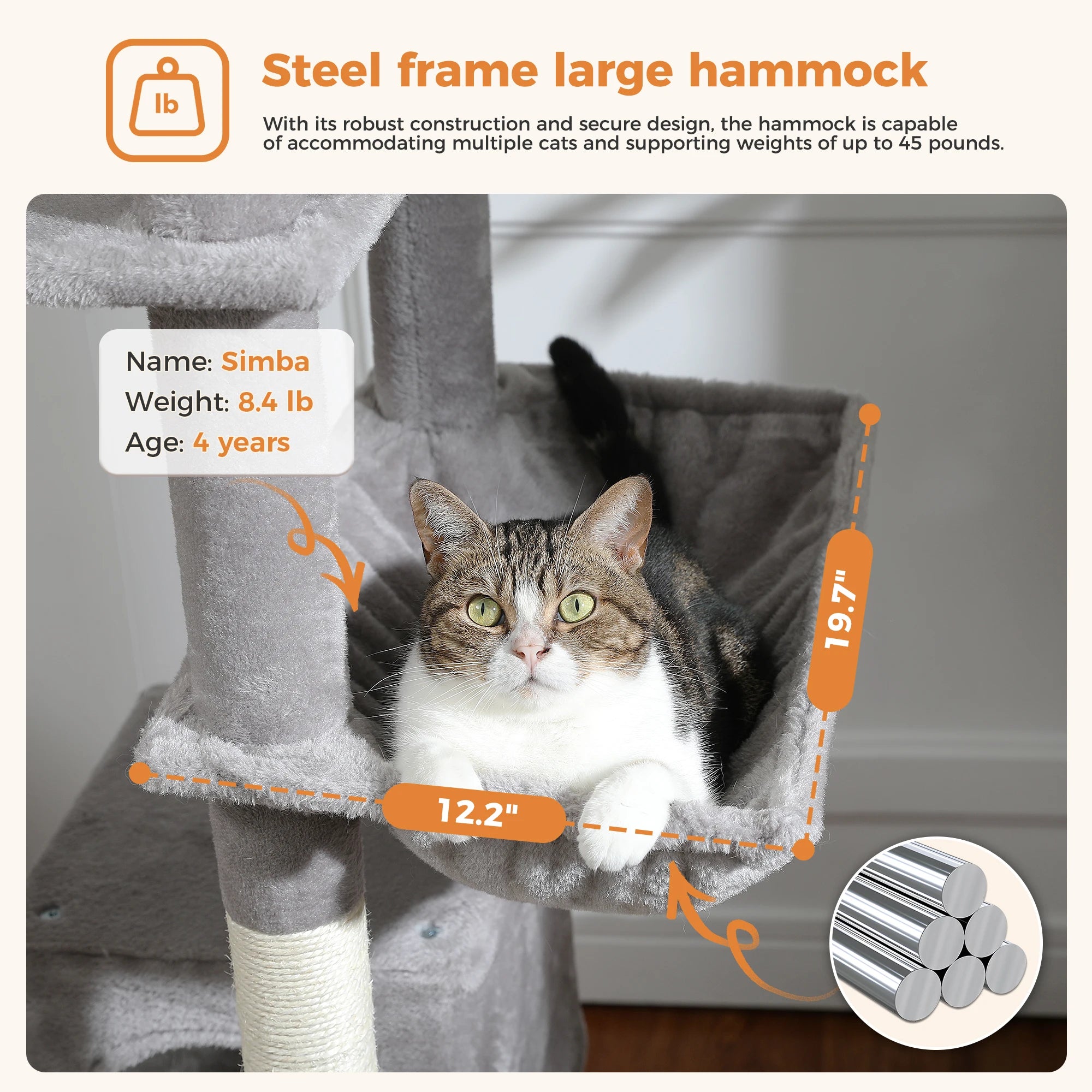 Large Multi-Level Cat Tree Tower – Tall Plush Indoor Cat Condo with Scratching Posts, Perches, Caves & Boards