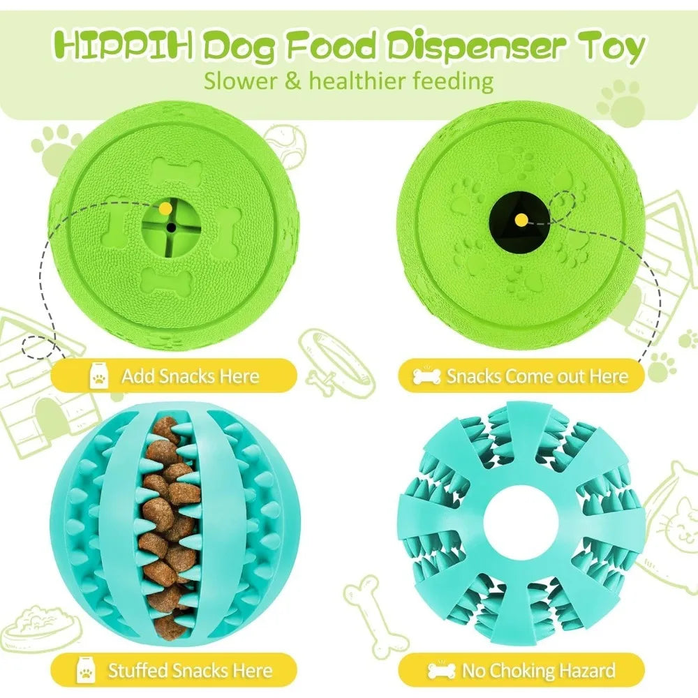 Interactive Dog Treat Dispensing Toy – Durable Puppy Teething Ball | Slow Feeder, Teeth Cleaning & IQ Training Toy