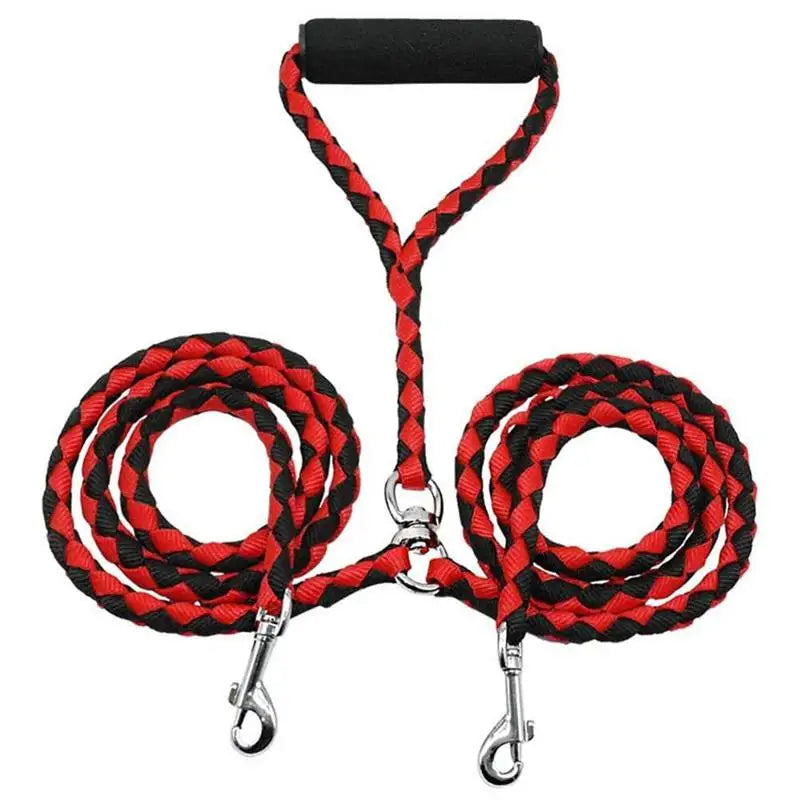 Double Dog Leash – 360° Swivel Tangle-Free Nylon Walking Leash for Two Pets