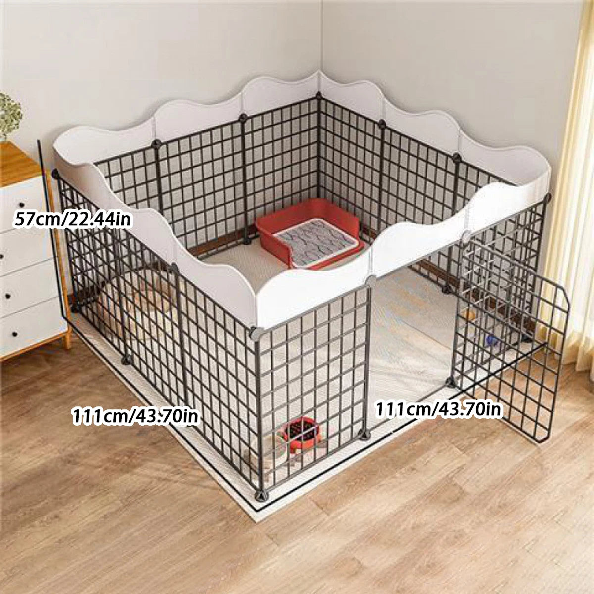Indoor Puppy Fence with Toilet Area – Small Dog Kennel with One Bedroom, One Bathroom Design & Anti-Jailbreak Partition