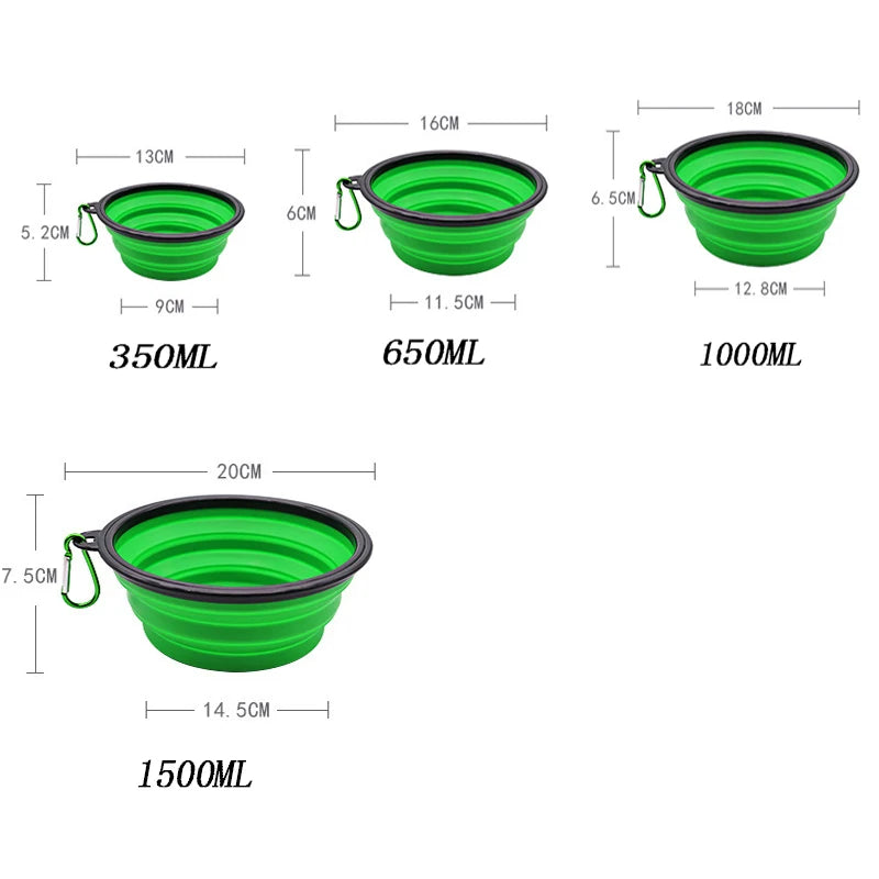 2-in-1 Folding Silicone Dog Feeder Bowl & Water Bottle – Portable Travel Pet Food & Water Dispenser with Carabiner