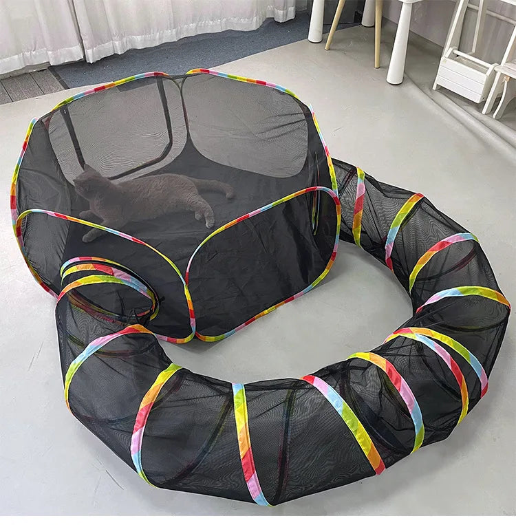 Portable Foldable Cat Tunnel & Tent Set – Large Play Space for Cats, Rabbits, Guinea Pigs & Small Pets