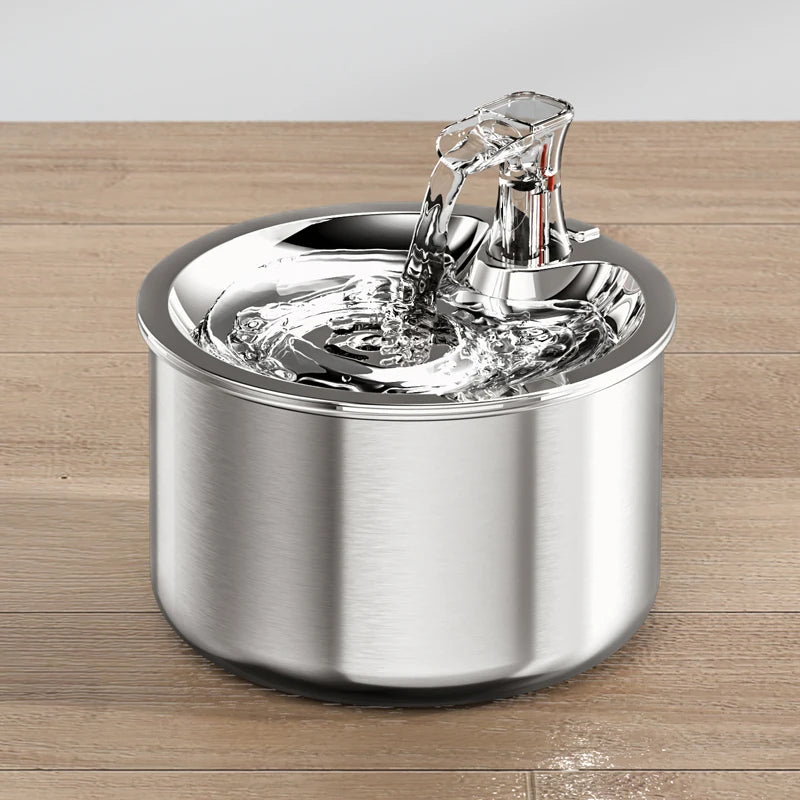 2L Stainless Steel Automatic Pet Water Fountain – Cat & Dog Water Dispenser with Optional Motion Sensor & Heater