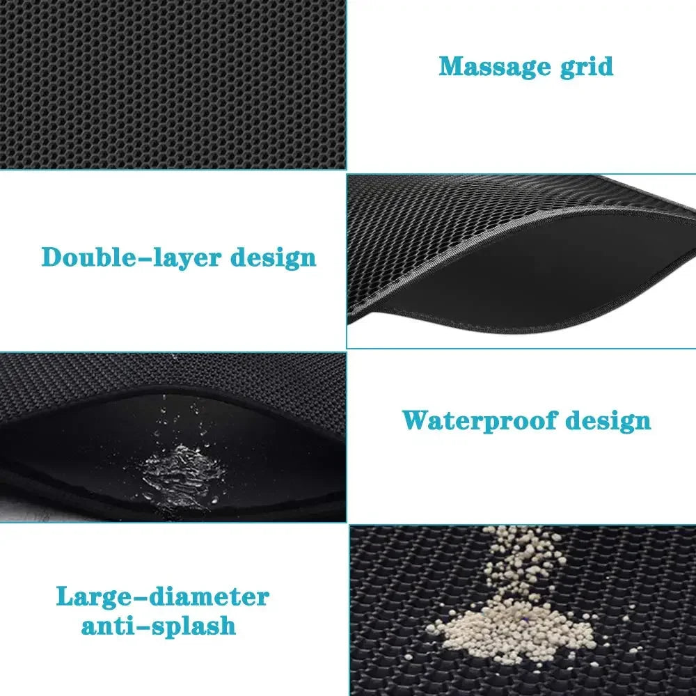 Double-Layer Waterproof Cat Litter Mat – Non-Slip, Washable Trap Pad with Bonus Gift