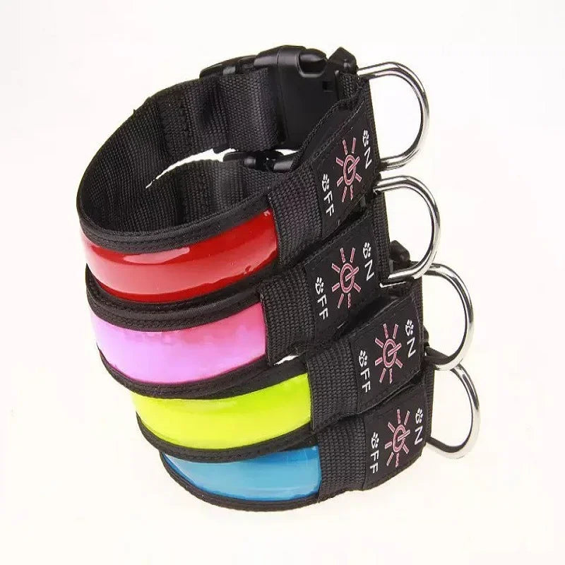 LED Glowing Dog Collar – USB Rechargeable Adjustable Flashing Safety Night Light for Small, Medium & Large Dogs
