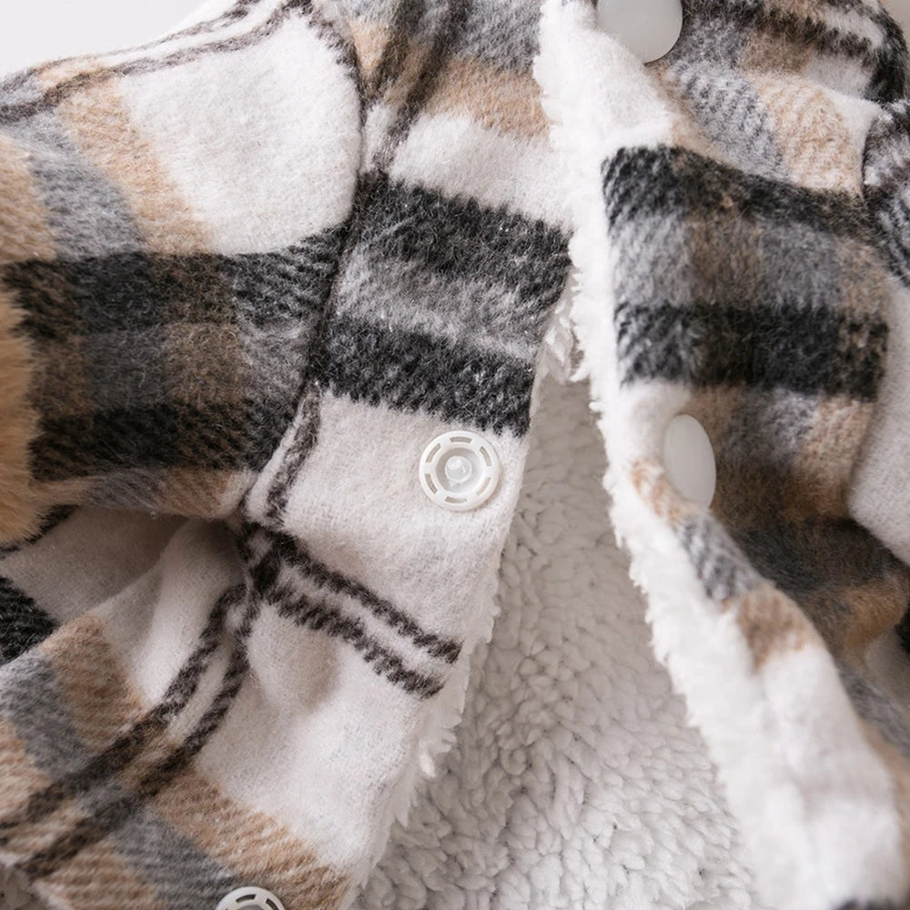 Winter Pet Jacket – Grid Cotton Coat with Fur Collar for Small Dogs (Chihuahua, French Bulldog, etc.)