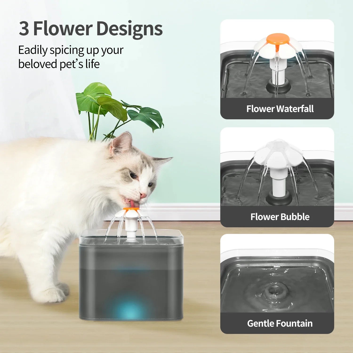 2L Cat Water Fountain – Ultra-Silent Pet Water Dispenser with LED Light