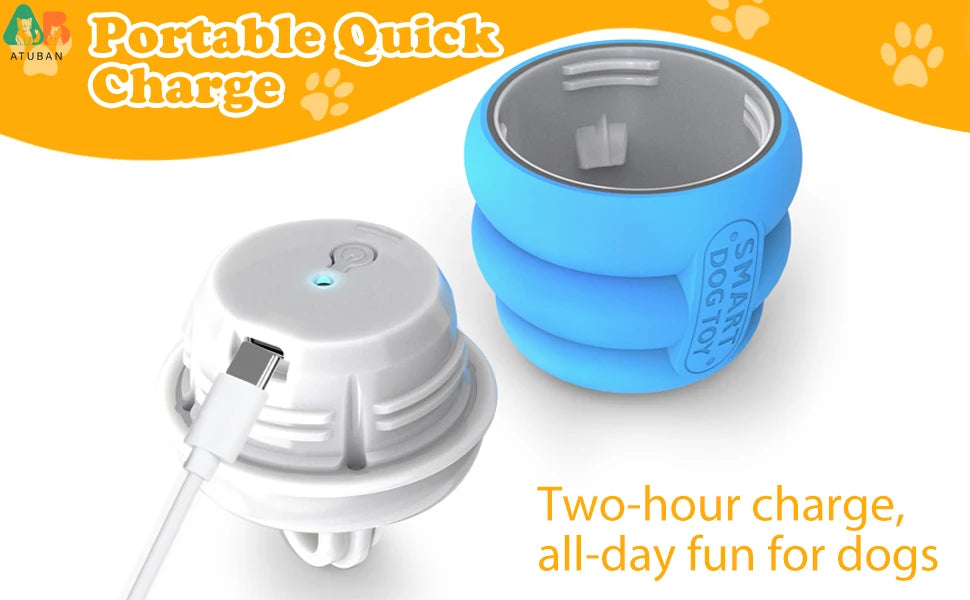 ATUBAN Interactive Dog Toy Ball – Rechargeable Smart Moving Ball for Active Play & Boredom Relief