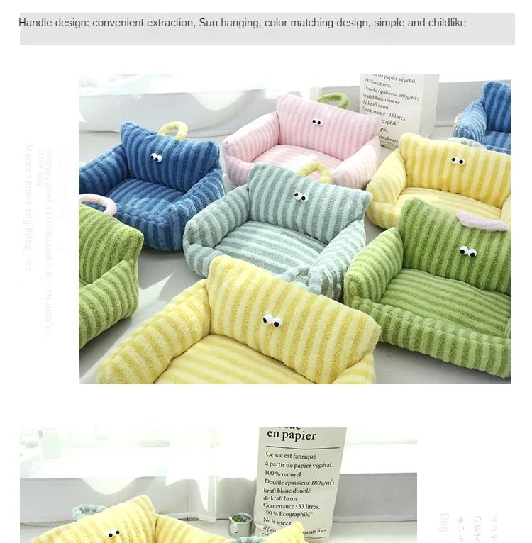 Winter Warm Puppy Sofa Bed – Cozy Cat & Dog Kennel Nest with Cushion Mat