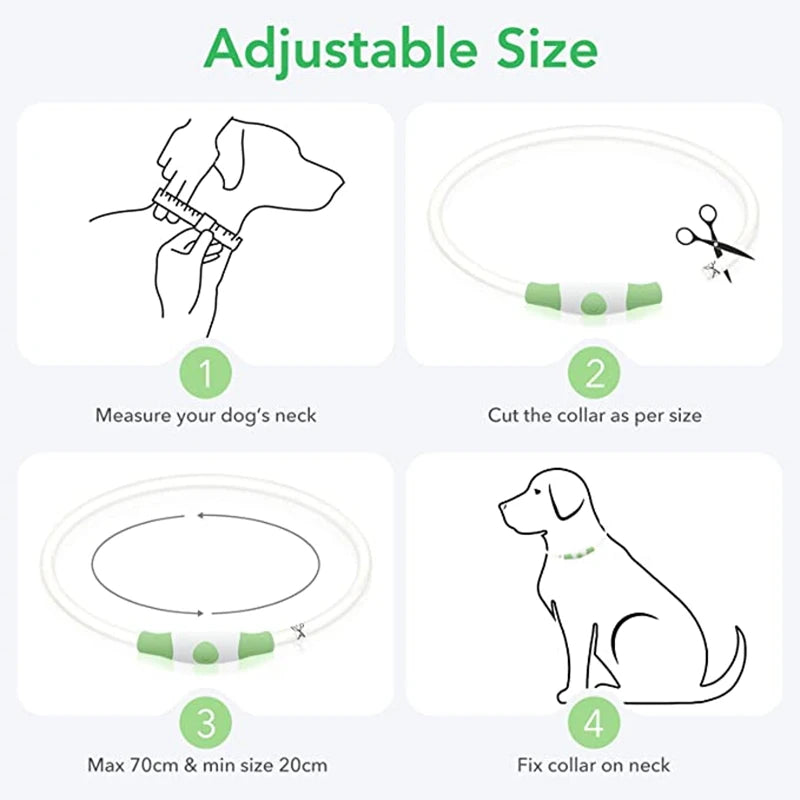 USB Charging LED Luminous Dog Collar – Adjustable Flashing Safety Light Necklace for Dogs & Cats