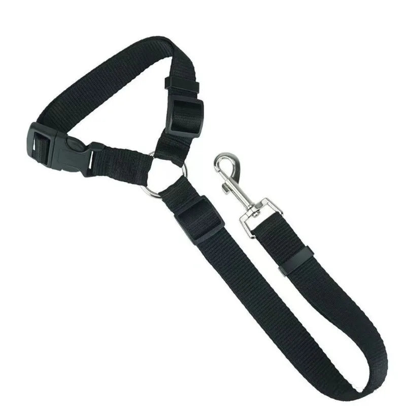 Two-in-One Solid Color Pet Car Seat Belt & Leash – Adjustable Nylon Safety Lead for Dogs