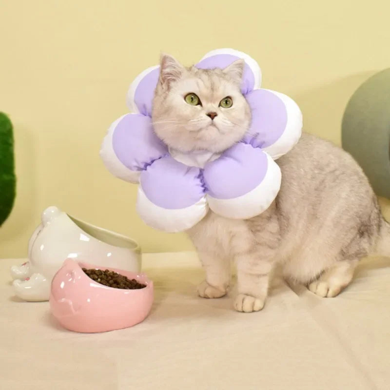 1Pc Soft Cotton Cat Recovery Cone – Adjustable E-Collar for Cats & Small Dogs