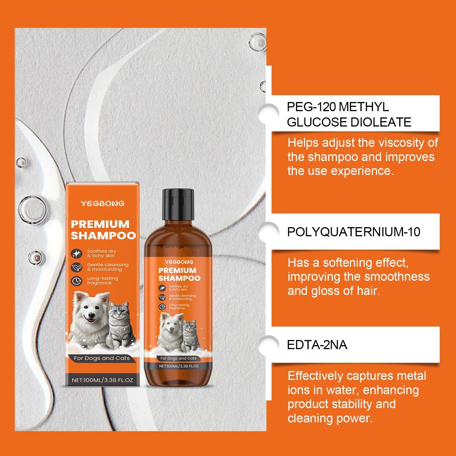 Natural Pet Shampoo for Dogs & Cats – Odor Control & Flea Repellent with Coconut Oil Formula