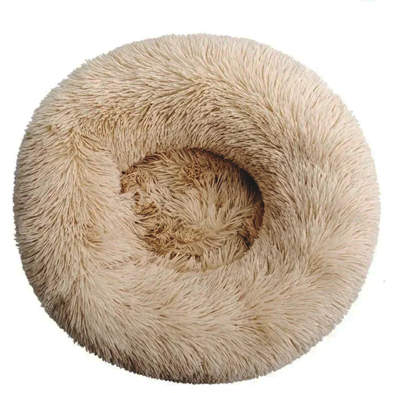Round Plush Pet Bed – 40–90cm Super Soft Dog & Cat Bed, Winter Warm Sleeping Nest