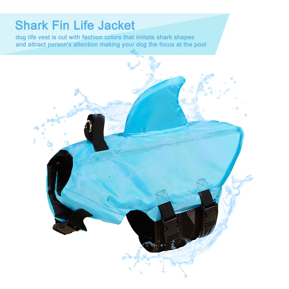 Shark Dog Life Jacket – Enhanced Buoyancy Safety Vest with Handle for Small, Medium & Large Dogs