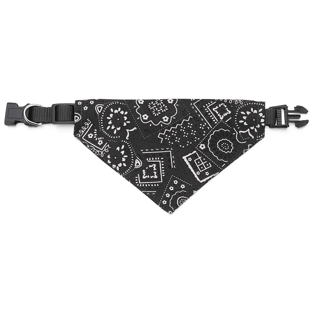 Adjustable Cotton Plaid Dog Bandana – Washable Pet Scarf with Bowtie Collar for Large Dogs & Cats