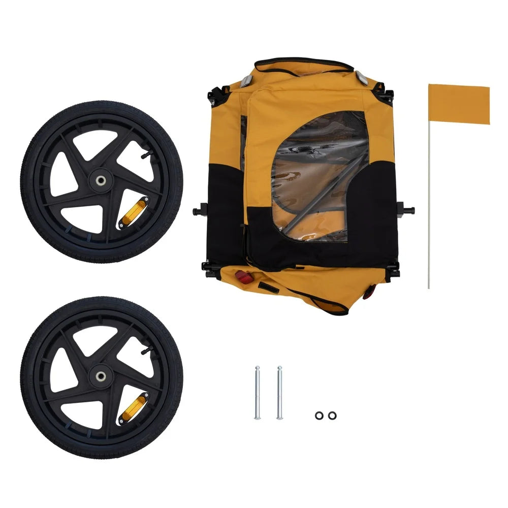 Heavy Duty Foldable Pet Stroller & Dog Bicycle Trailer – Water-Resistant Carrier with Adjustable Leash & Quick Release Wheels