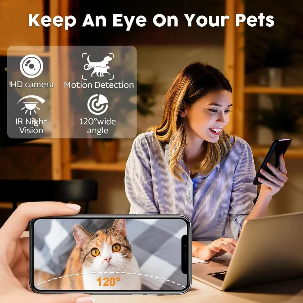 Automatic Dog & Cat Feeder with Camera – 5G WiFi Smart App Control, HD 1080P Video Recording, Timed Pet Food Dispenser