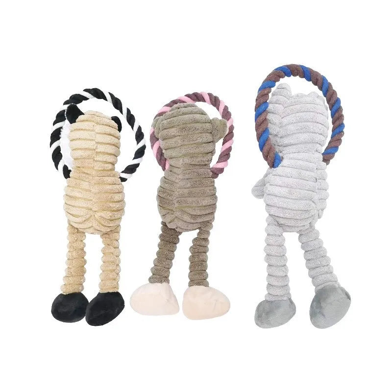 Dog Plush Squeaky Animal Toys – Bite-Resistant Chew Toys for Interactive Play & Dental Health (Lion, Elephant, Monkey)